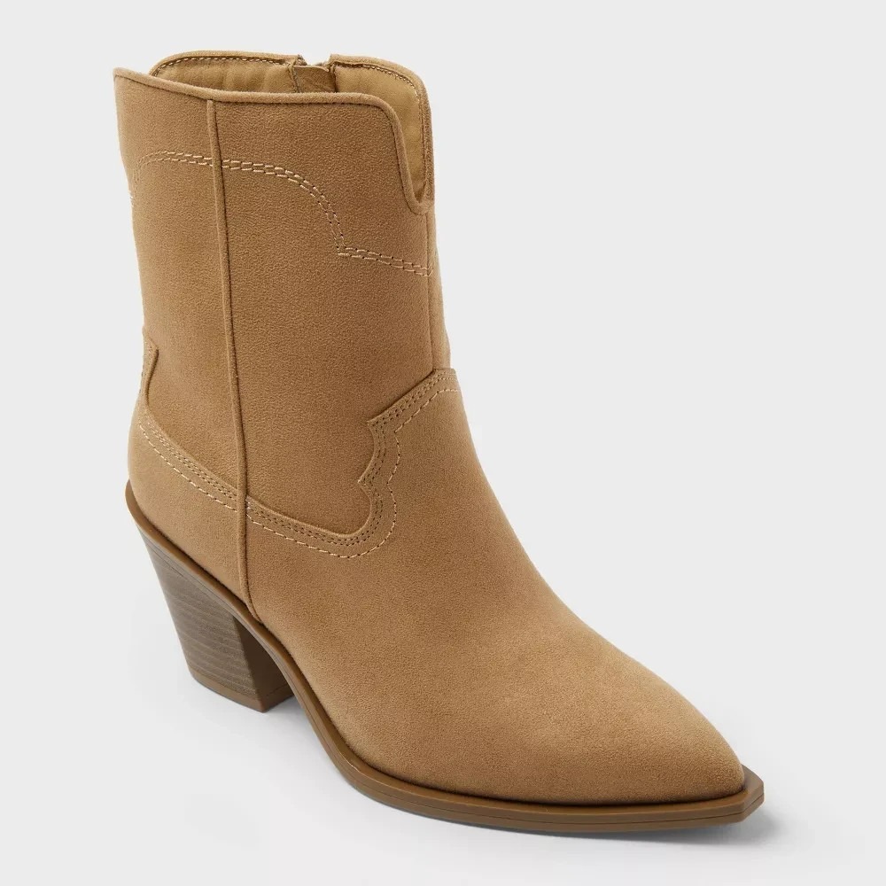 Women's Dallas Wide Width Western Bootie Tan Universal Thread 10 New With Tags